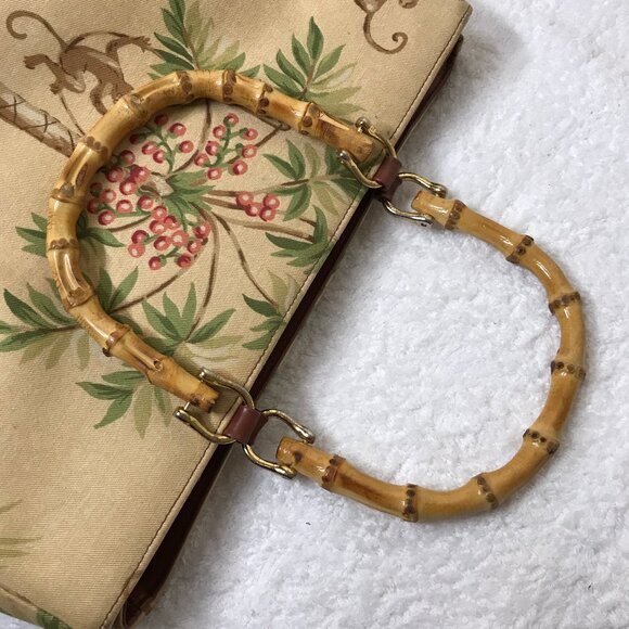 Isabella Fiori Vintage Monkey Palm Tree Tropical Beaded Hand Bag Bamboo Handles - Picture 14 of 16